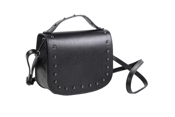 Elegante bolso negro para mujer sobre fondo blanco — Foto de Stock