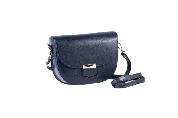 Синяя женская сумка на белом фоне, онлайн-каталог — стоковое фото