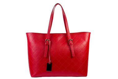 Beyaz bir arka planda online katalog kırmızı kadın çanta