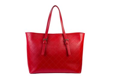 Beyaz bir arka planda online katalog kırmızı kadın çanta
