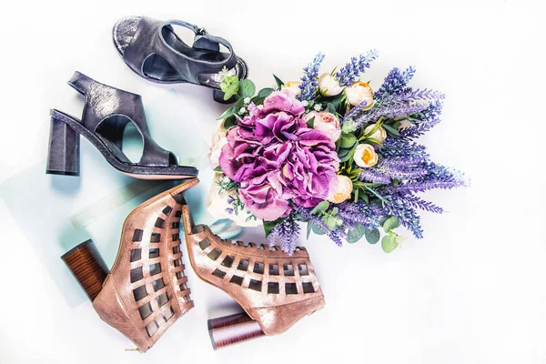 Stylové dámské sandály boty, italské boty — Stock fotografie