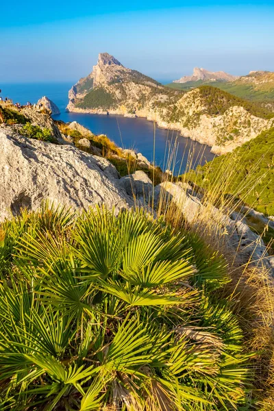Mirador es Colomer - het belangrijkste uitkijkpunt bij Cap de Formentor gelegen op meer dan 200 m hoge rots, Mallorca, Spanje — Stockfoto