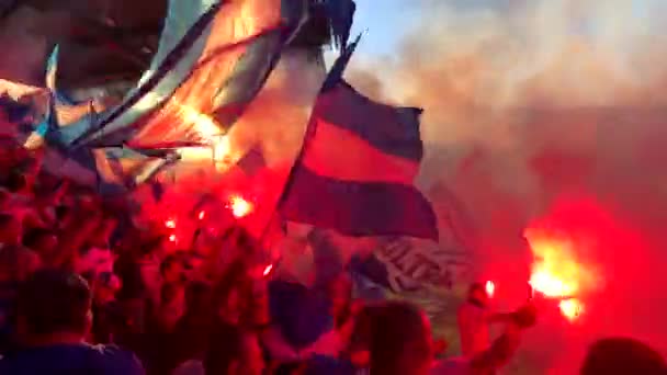 Ostrava, Czech Republic, 21 April 2019 - Hooligans during football match FCB Banik vs. Opava, Ostrava, Czech Republic, 4k footage video — Stock Video