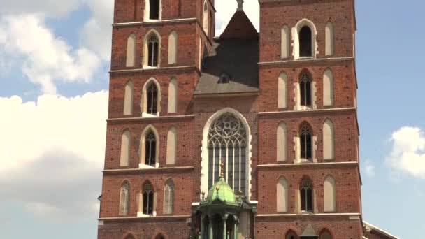 Basílica de Santa María en Cracovia, 4k metraje video — Vídeos de Stock