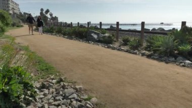 Mutlu Çiftler Güzel Gün 'ün tadını çıkarıyor. Kumsalda el ele tutuşuyorlar. Seyahat Emeklilik Stili Kaliforniya Orange County San Clemente Konsepti