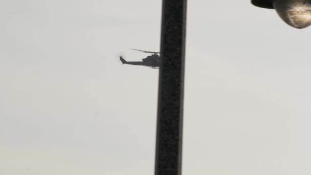 A tracking shot of a marine corp helicopter with american flag and latern — Wideo stockowe