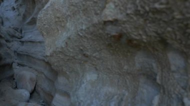 Kum Kanyonu, San Clemente California Calafia Sahili 'ndeki deniz kayalıkları boyunca yürüyorum.