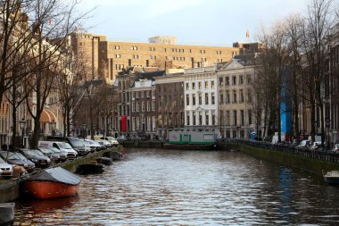 Amsterdam, Hollanda, 2 Aralık 2019 kanal görüntüsü