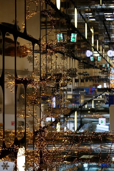 Vánoční světla amsterdam vlakové nádraží makro pozadí vysoká q — Stock fotografie