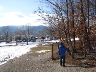 Plastira Gölü, Yunanistan, 25 Ocak 2020 Kış ve kar