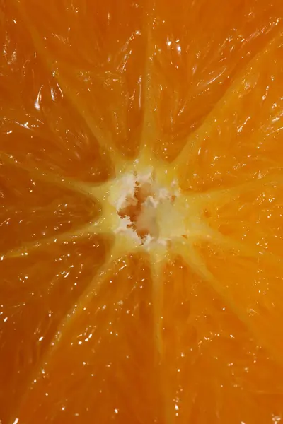 Geschnitten Orange Zentrum Makro Makro Hintergrund Hohe Qualität — Stockfoto