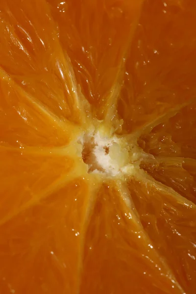 Geschnitten Orange Zentrum Makro Makro Hintergrund Hohe Qualität — Stockfoto