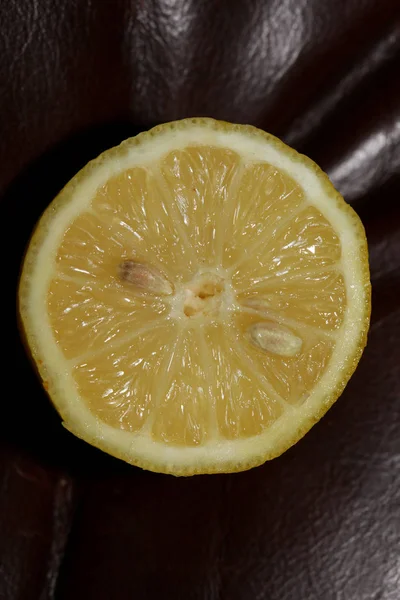 Φρούτα Λεμονιού Κόβεται Κέντρο Close Φόντο Υψηλής Ποιότητας — Φωτογραφία Αρχείου