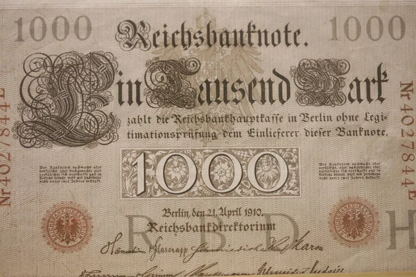 Παλιά Αρχική Γερμανικά Χρήματα Μακροεντολή Φόντο Πενήντα Megapixels Φωτογραφία Αρχείου — Φωτογραφία Αρχείου