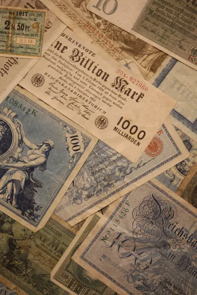 Oud Origineel Duits Geld Macro Achtergrond Vijftig Megapixels Stock Fotografie — Stockfoto
