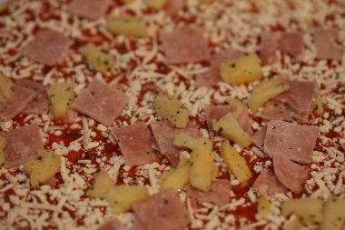 Pizza Hawaii makro arka plan stok fotoğrafçılığı yüksek kalite