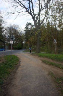 Dorsten, Almanya, 30 Nisan Perşembe Corona Virüs sezonunda boş yol yüksek kaliteli parmak izleri