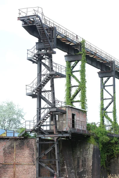 Abandonado Industrial Antiga Fábrica Área Landschaftpark Duisburg Nord Impressão Fundo — Fotografia de Stock