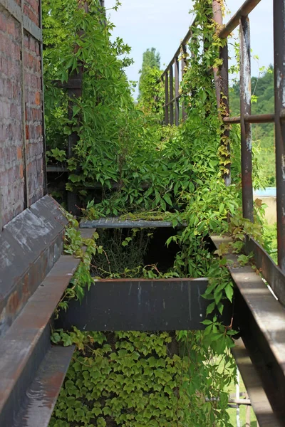 Abandonado Industrial Antiga Fábrica Área Landschaftpark Duisburg Nord Impressão Fundo — Fotografia de Stock