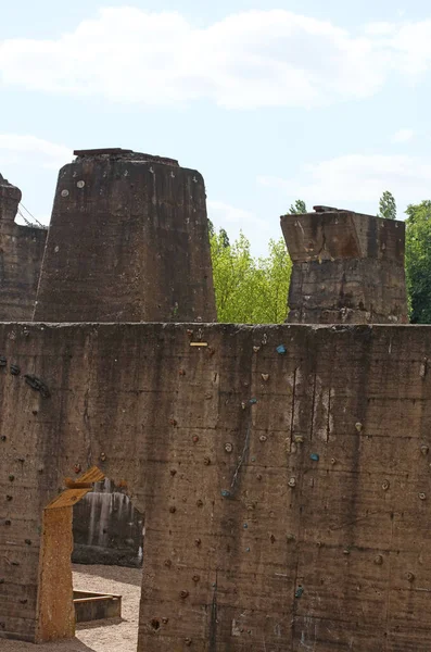 Abandonado Industrial Antiga Fábrica Área Landschaftpark Duisburg Nord Impressão Fundo — Fotografia de Stock