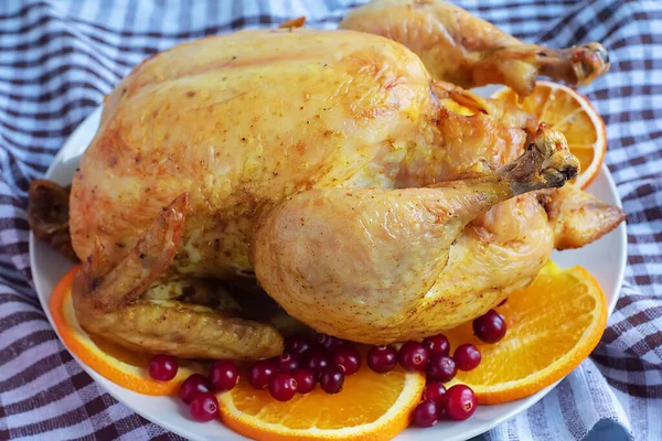 Ação de Graças ou prato de Natal com frango frito — Fotografia de Stock