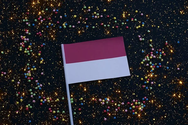 Indonesia Independence Day. Indonesia flag on a black festive background. The concept of celebration, patriotism and celebration