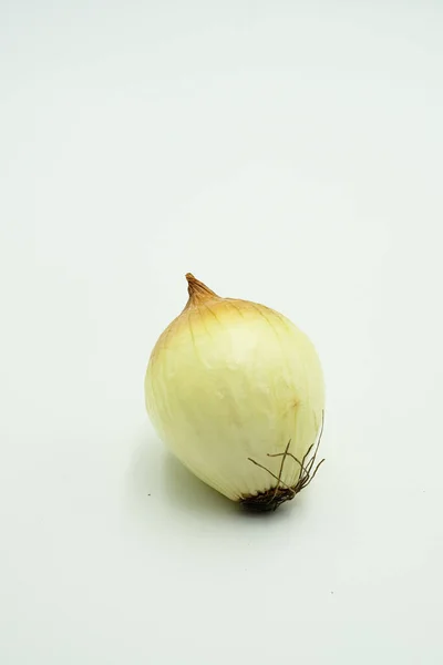Cebola Grande Allium Cepa Var Cepa Tiros Fundo Branco Isolado — Fotografia de Stock