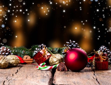 Noel dekorasyon ahşap üzerine