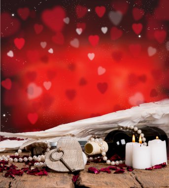 Şampanya, Sevgililer günü konsepti ile Sevgililer günü arka plan