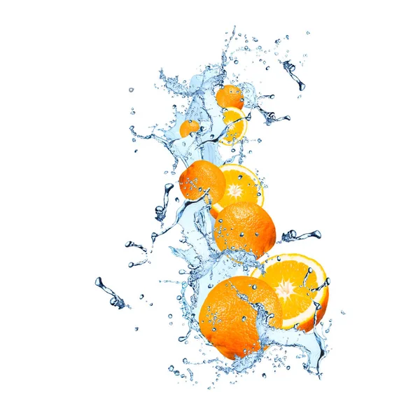 Water splash with fruits