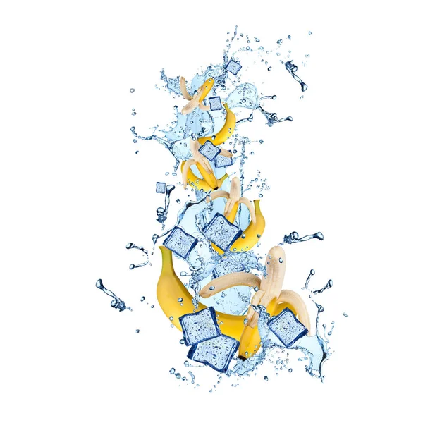 Water splash with banana — Stock Photo, Image