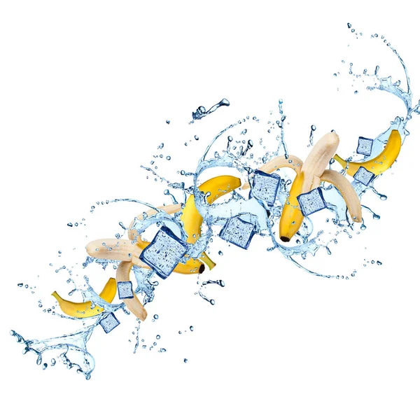 Water splash met banaan — Stockfoto