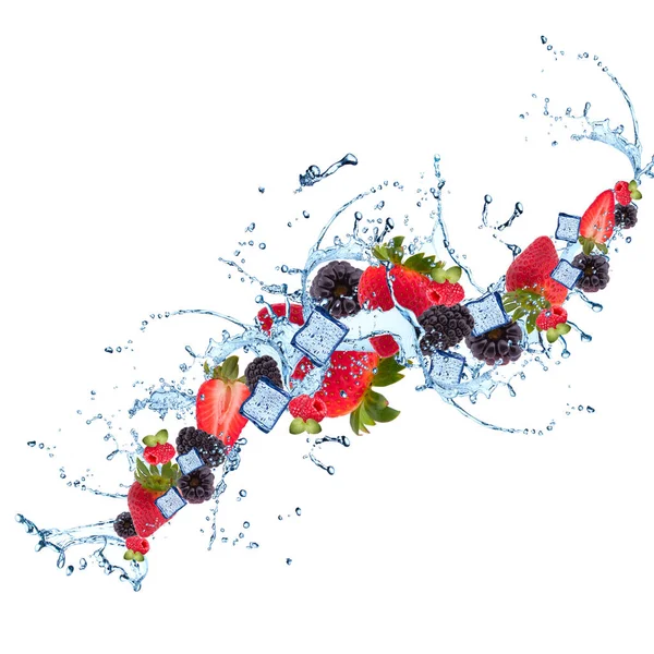 Water splash with berries — Stock Photo, Image