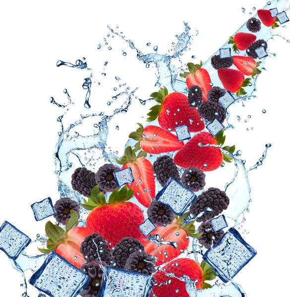 Water splash with fruits — Stock Photo, Image