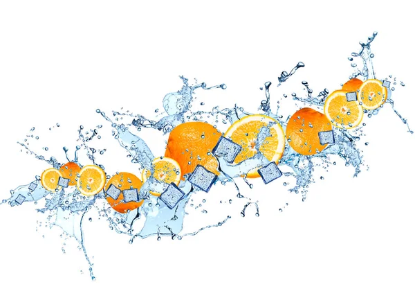 Víz-splash gyümölcsökkel — Stock Fotó