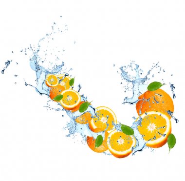 Portakal narenciye ile su sıçrama. Soyut nesneyi. 