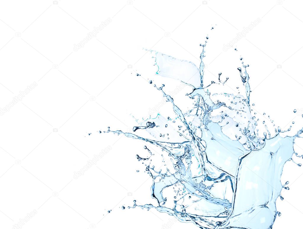 Water splash isolated on white background. Abstract object