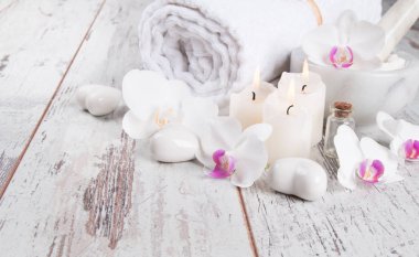 spa masaj ahşap arka plan üzerinde ayarlama