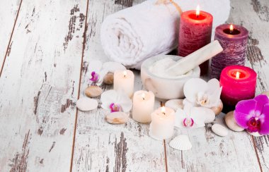 spa masaj ayarı, ürün, ahşap arka plan üzerinde yağ