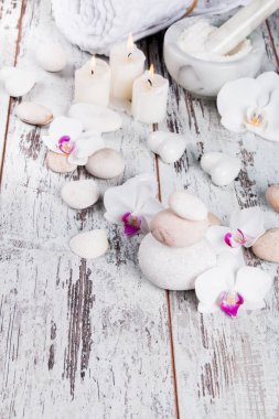 spa masaj ayarı, ürün, ahşap arka plan üzerinde yağ