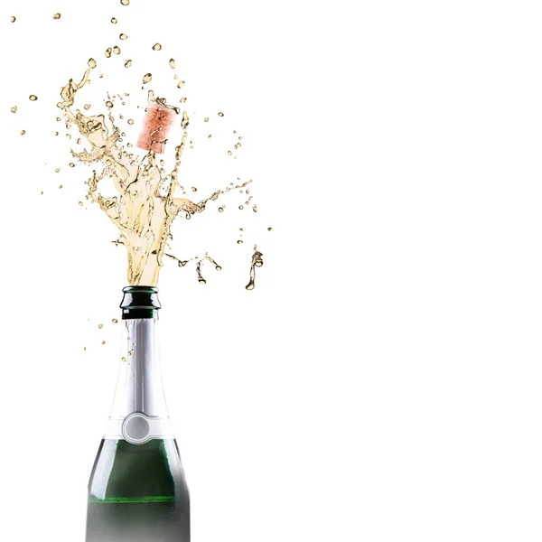 Şampanya Beyaz Arka Plan Üzerinde Izole Patlama — Stok fotoğraf