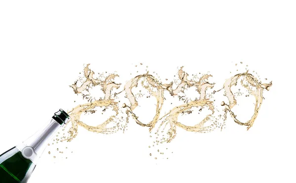 Şampanya Beyaz Arka Plan Üzerinde Izole Patlama — Stok fotoğraf