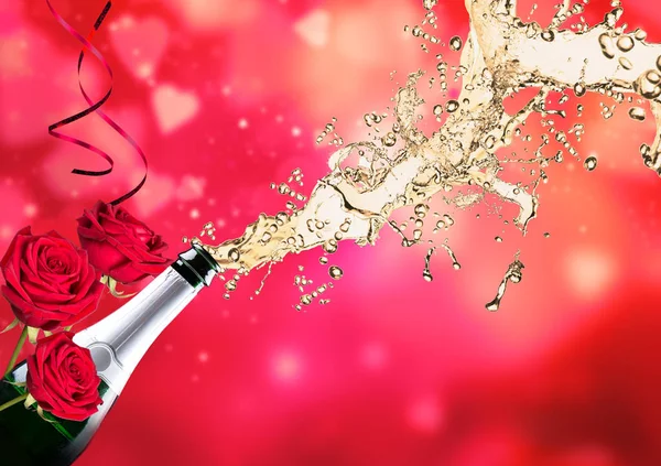 Champagne Explosion Valentine Background — Stock Photo, Image