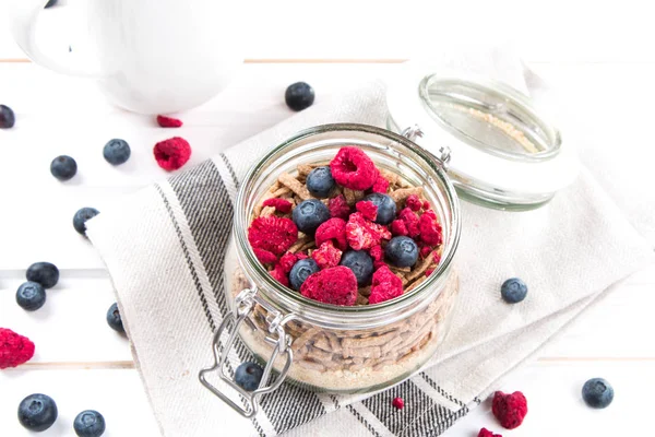 Desayuno Saludable Con Vista Superior Espacio Texto Imágenes de stock libres de derechos