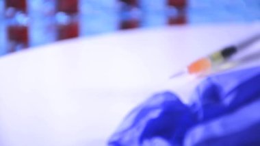 Syringe, and test tubes