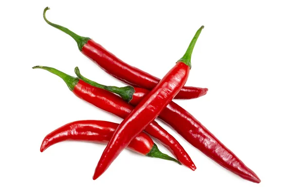 Čerstvé Červené Horké Chilli Papričky Izolované Bílém Pozadí — Stock fotografie