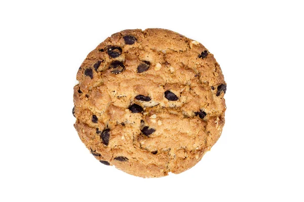 Närbild Choklad Chip Cookie Bitar Med Smulor Isolerade Vit Bakgrund — Stockfoto