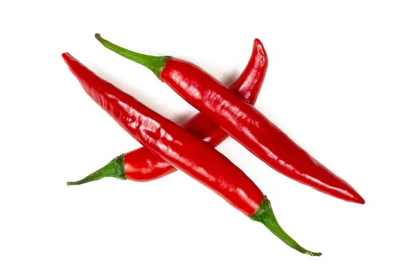 Čerstvé Červené Horké Chilli Papričky Izolované Bílém Pozadí — Stock fotografie
