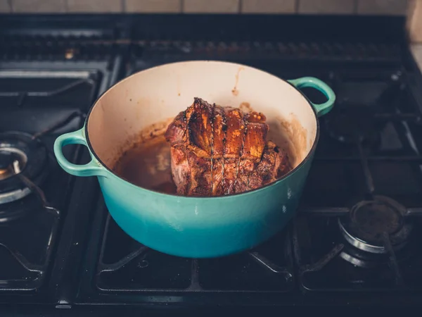 Delicious Pork Roast Crackling Stove — Stock Photo, Image