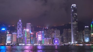 Cityscape Hong Kong, Çin şenlikli gece görünümü
